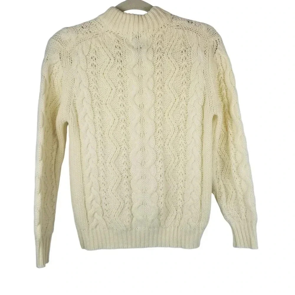 Kentcrest Women's Vintage Cream Cable Knit Chunky Sweater Sz M